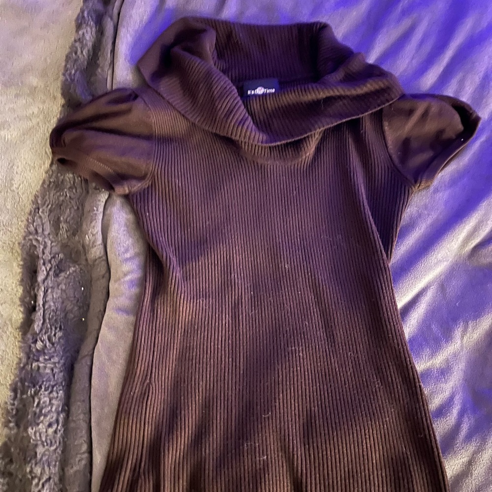 Medium brown off the shoulder sweater shirt